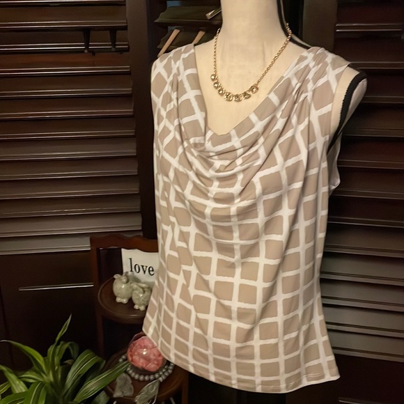 Calvin Klein Tops - CALVIN KLEIN Cowl neck sleeveless top geometric pattern